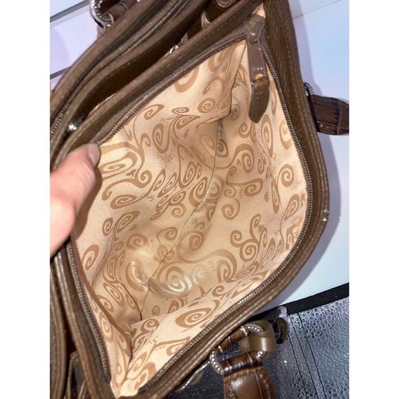 BRIGHTON LARGE BROWN PEBBLED LEATHER BRAIDED SHOULDER BAG - Picture 14 of 16